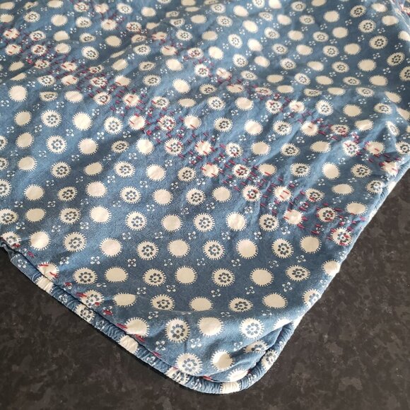 Anthropologie Embroidered Cotton Indian Block Print Reversible Pillow Cover 20" - Picture 8 of 16